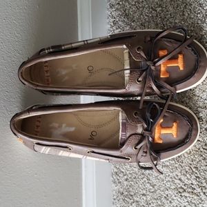Women's Tennessee Volunteers Primus Brown Checkered Boat Shoe Sz. 6